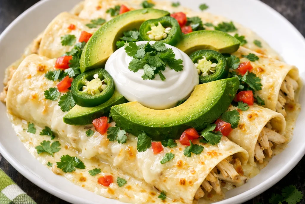 Best Toppings for Creamy White Chicken Enchiladas
