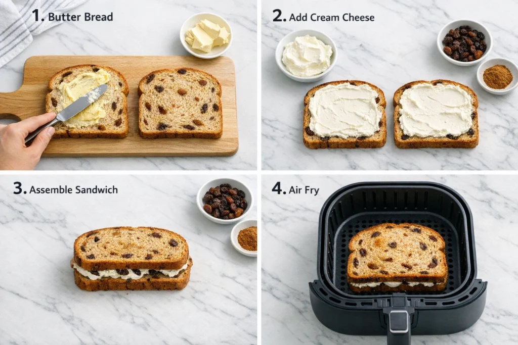 4. Step-by-Step Guide to Making Crispy Air Fryer Cinnamon Raisin Grilled Cheese at Home