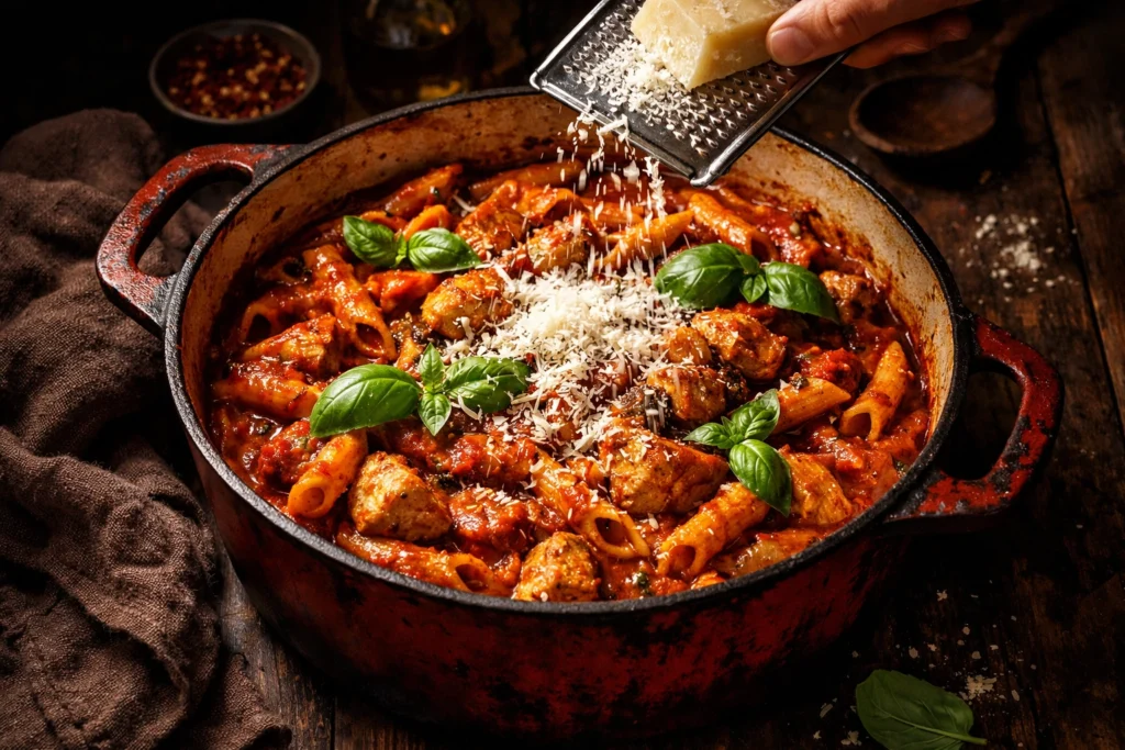 9. One-Pot Tomato Chicken Pasta: Less Mess, More Flavor