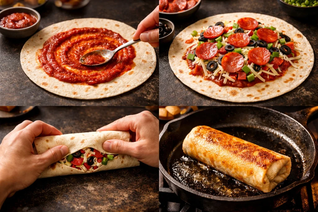 How to Make Pizza Burritos Step by Step