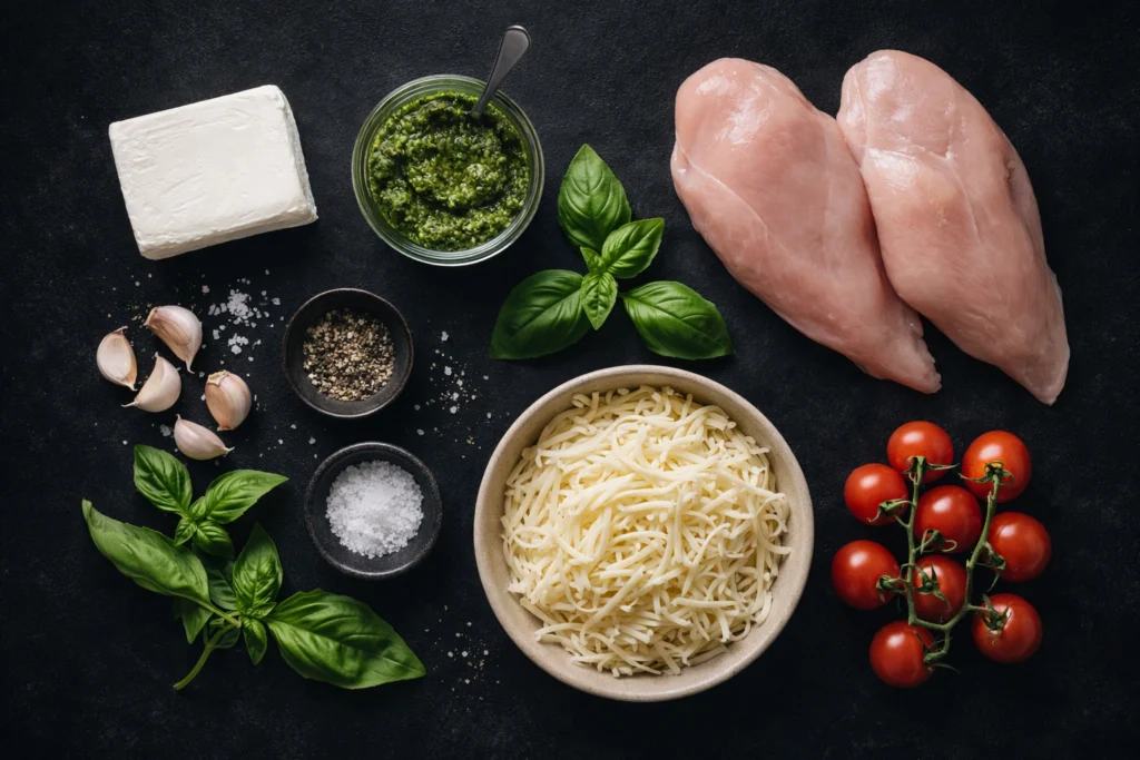Ingredients You Need for Cream Cheese Pesto Baked Chicken