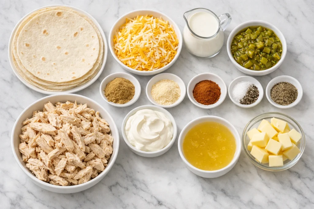 Ingredients You Need for Creamy White Chicken Enchiladas