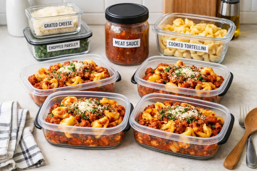 Make-Ahead and Meal Prep Tips for Meat Sauce Tortellini Pasta