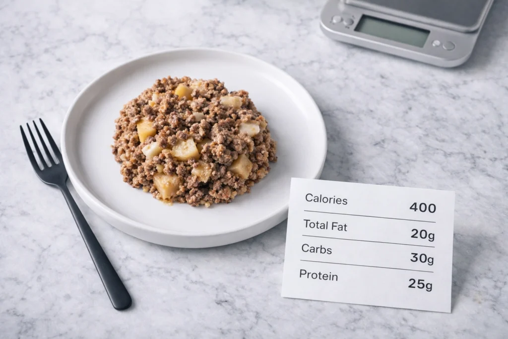Nutritional Information for Ground Beef and Potato Casserole
