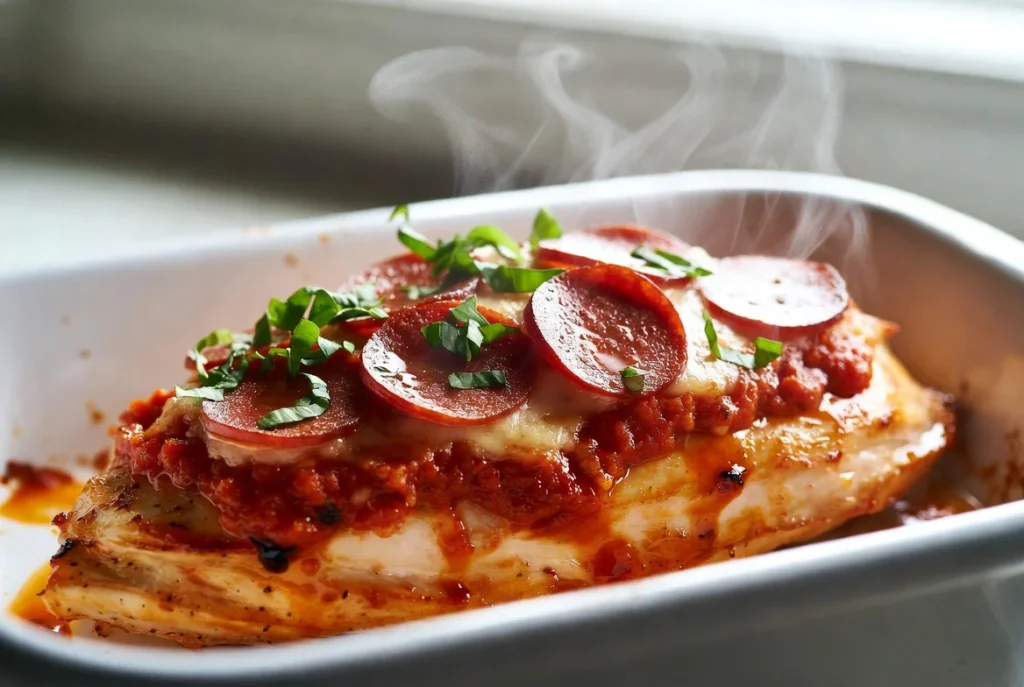Pepperoni Chicken Pizza Bake: High Protein, Low Effort