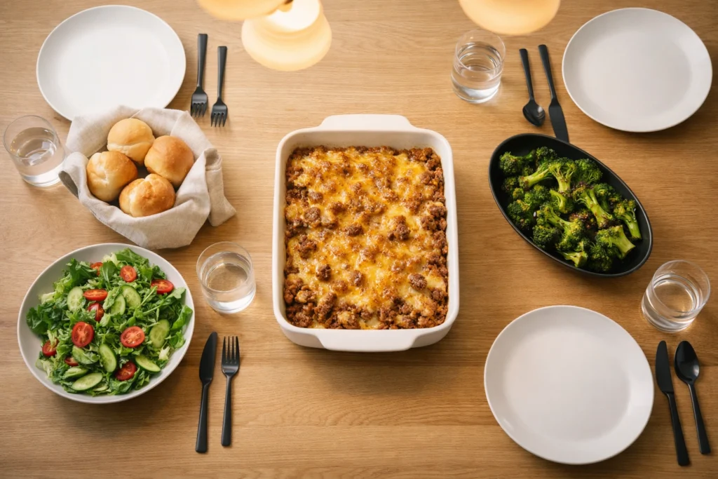 What to Serve With Ground Beef and Potato Budget Dinner Casserole