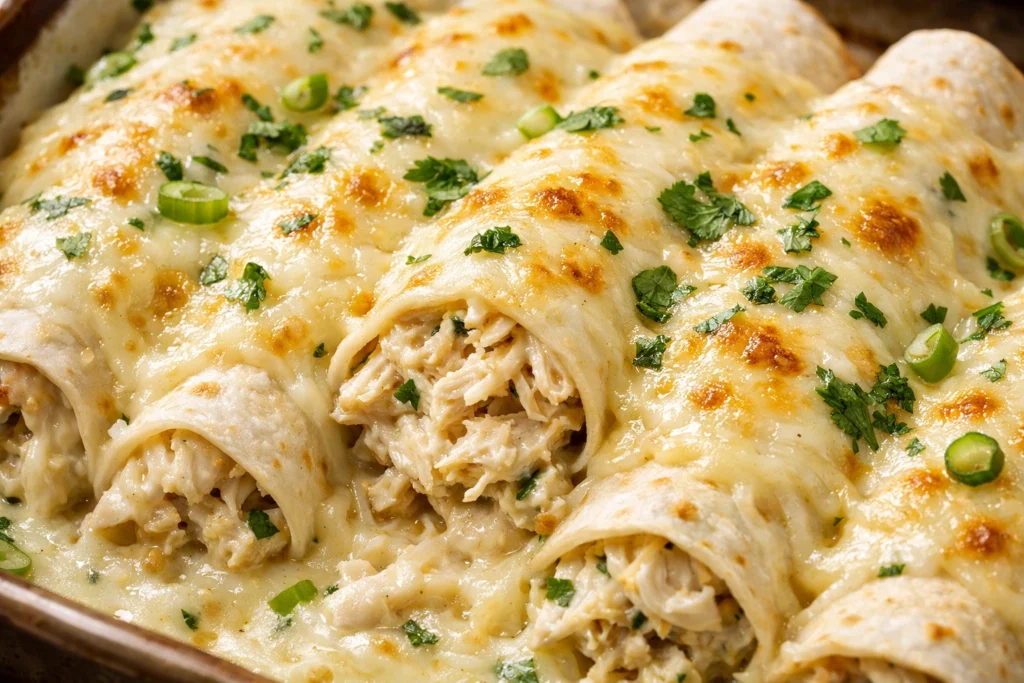 White Chicken Enchiladas With Cream Cheese Recipe