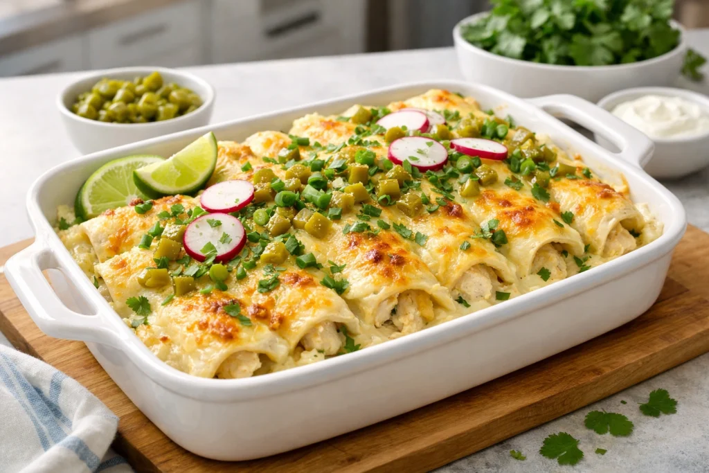 White Chicken Enchiladas With Green Chiles Recipe