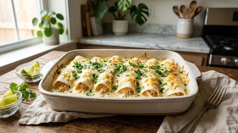 Creamy white chicken enchiladas