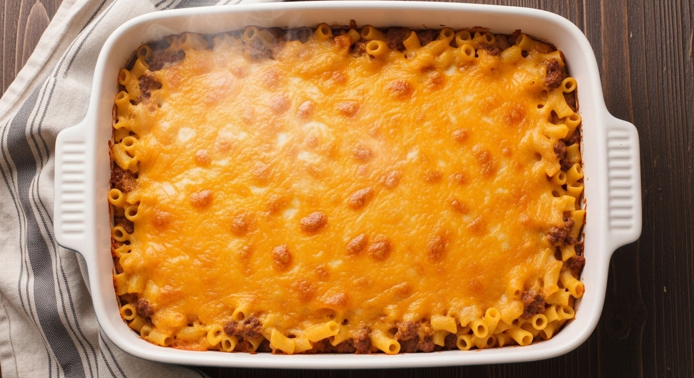 Make this easy hamburger pasta casserole for a quick family dinner tonight! Cheesy, hearty & budget-friendly. Ready in 45 mins with simple pantry ingredients!