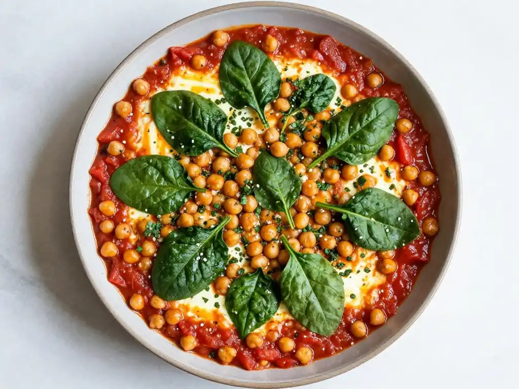 Chickpea Shakshuka With Spinach for Extra Nutrition and Color