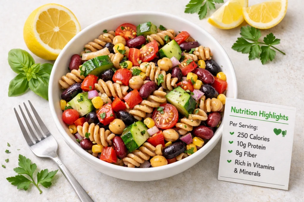 Healthy 3 Bean Pasta Salad Recipe