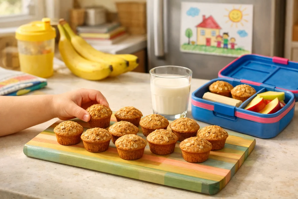 Healthy Banana Oat Muffins for Kids and Toddler Friendly Snacking