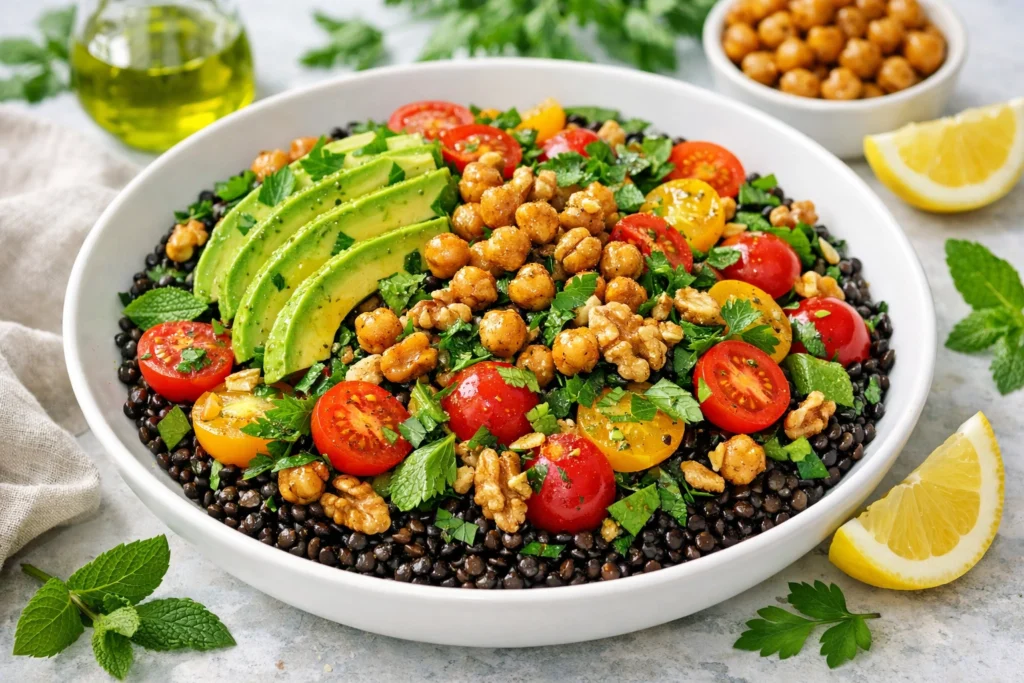 How to Make a Vegan Chopped Lentil Salad With Fresh Lemon Dressing
