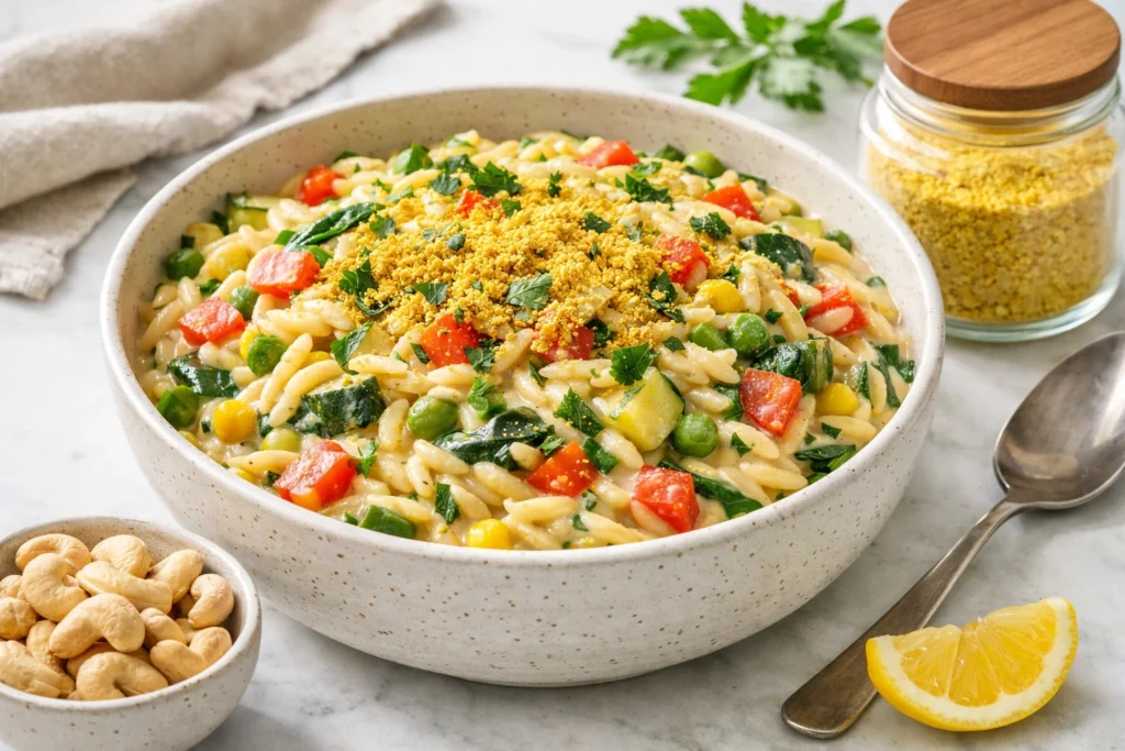 10. One Pot Vegetable Orzo Vegan Recipe That Is Dairy Free and Genuinely Satisfying