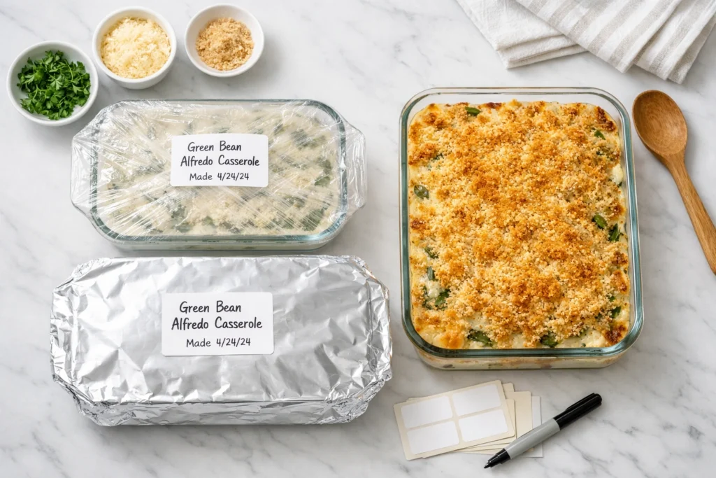 Freezer Friendly Green Bean Alfredo Casserole Recipe