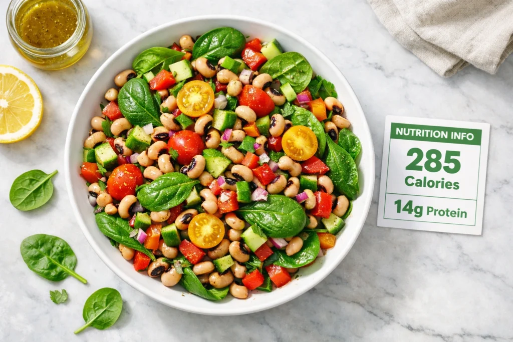Healthy Black Eyed Pea Salad That Is Low Calorie and High Protein