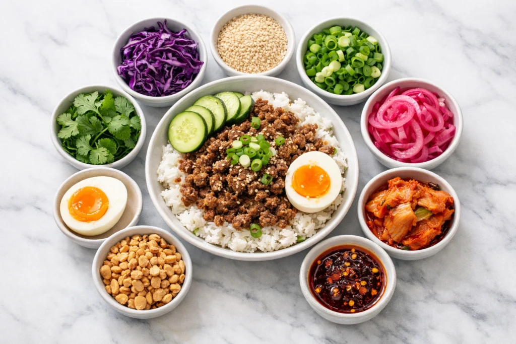 Best Toppings and Add Ons for Ground Beef Pepper Rice Bowls