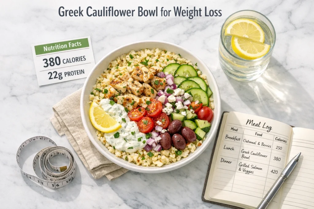 Greek Cauliflower Bowl for Weight Loss That Is Filling Without the Guilt