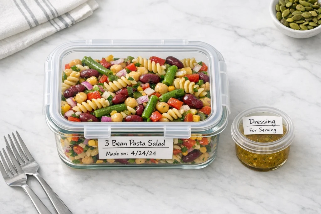 How to Make 3 Bean Pasta Salad Ahead of Time