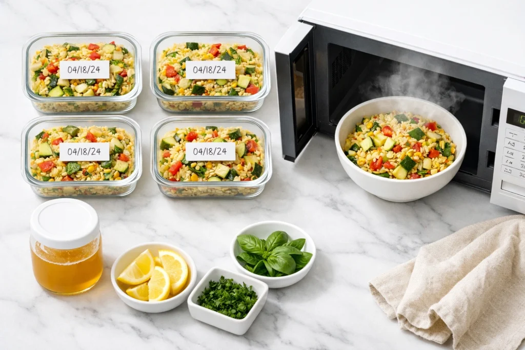 14. How to Meal Prep and Store One Pot Vegetable Orzo Like a Complete Pro