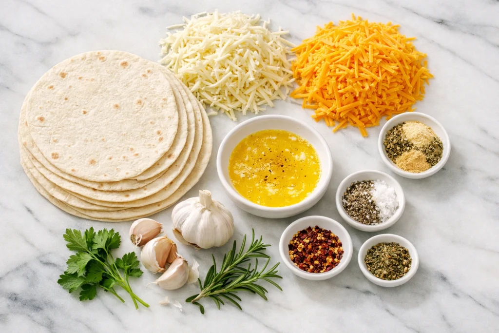 Ingredients You Need for Cheesy Tortilla Pull Apart Bread