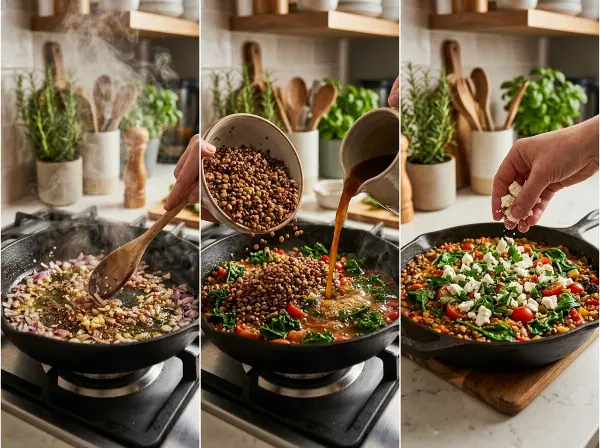 Step-by-Step Instructions for Easy Mediterranean Lentils and Quinoa Skillet