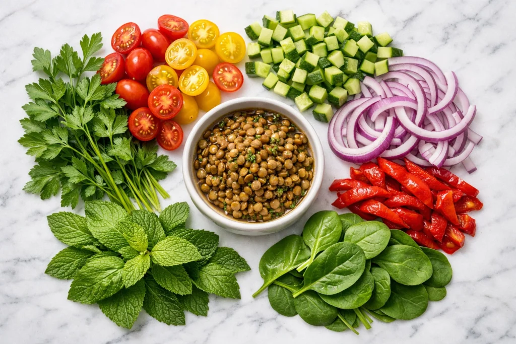 Best Vegetables and Herbs to Add to Your Chopped Lentil Salad