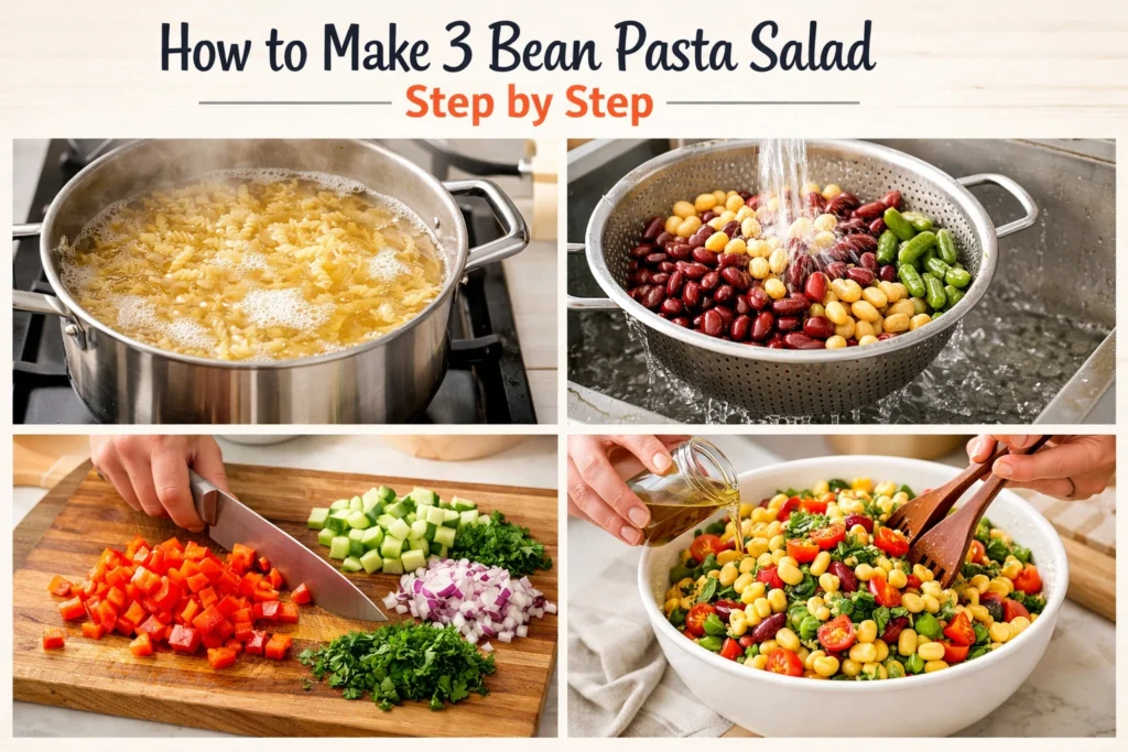 How to Make 3 Bean Pasta Salad Step by Step