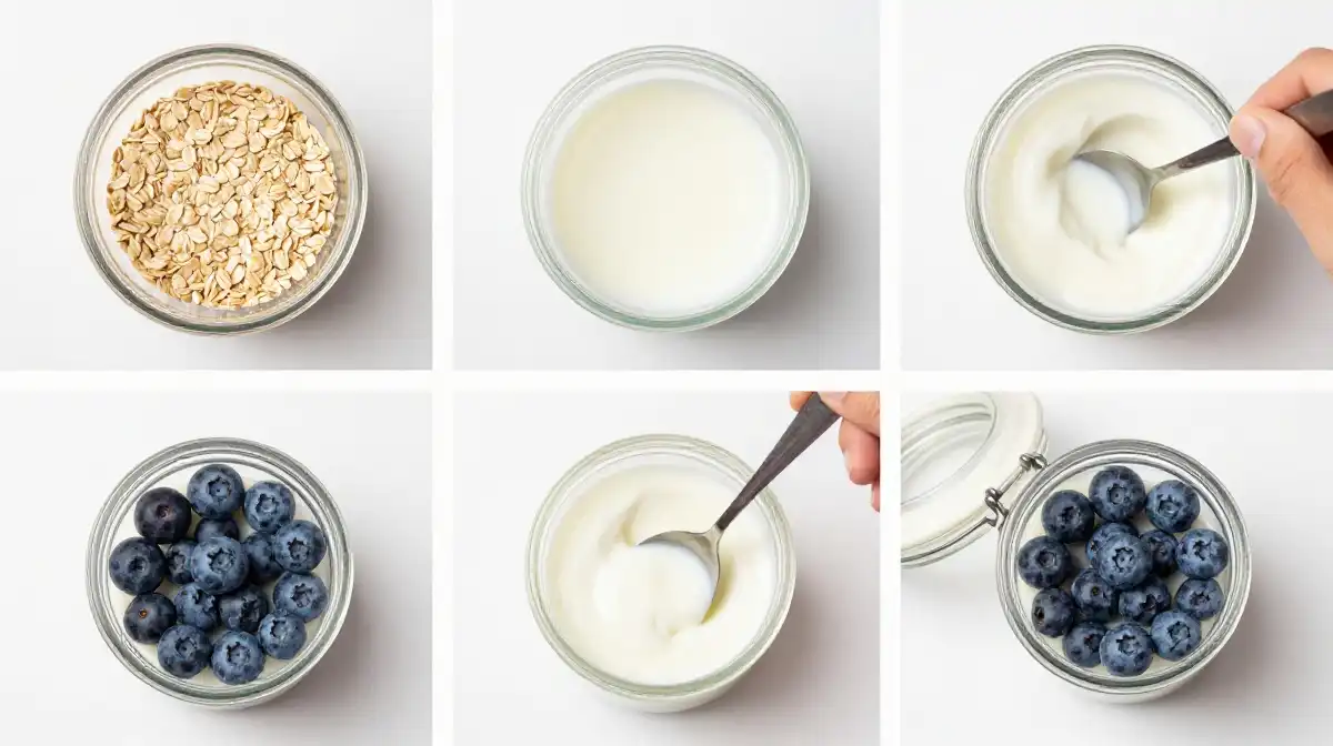 How to Make Blueberry Overnight Oats With Greek Yogurt Step by Step