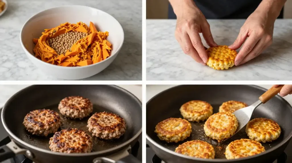 How to Make Lentil Sweet Potato Patties Step by Step