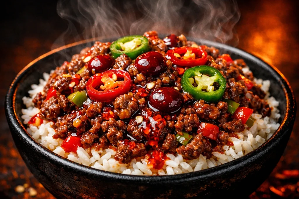 How to Make Spicy Ground Beef Pepper Rice Bowls With a Kick