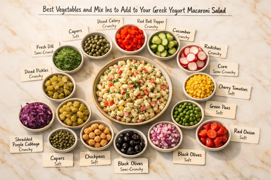 Best Vegetables and Mix Ins to Add to Your Greek Yogurt Macaroni Salad