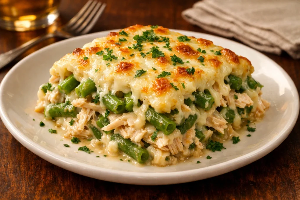 Green Bean Alfredo Casserole With Chicken Recipe