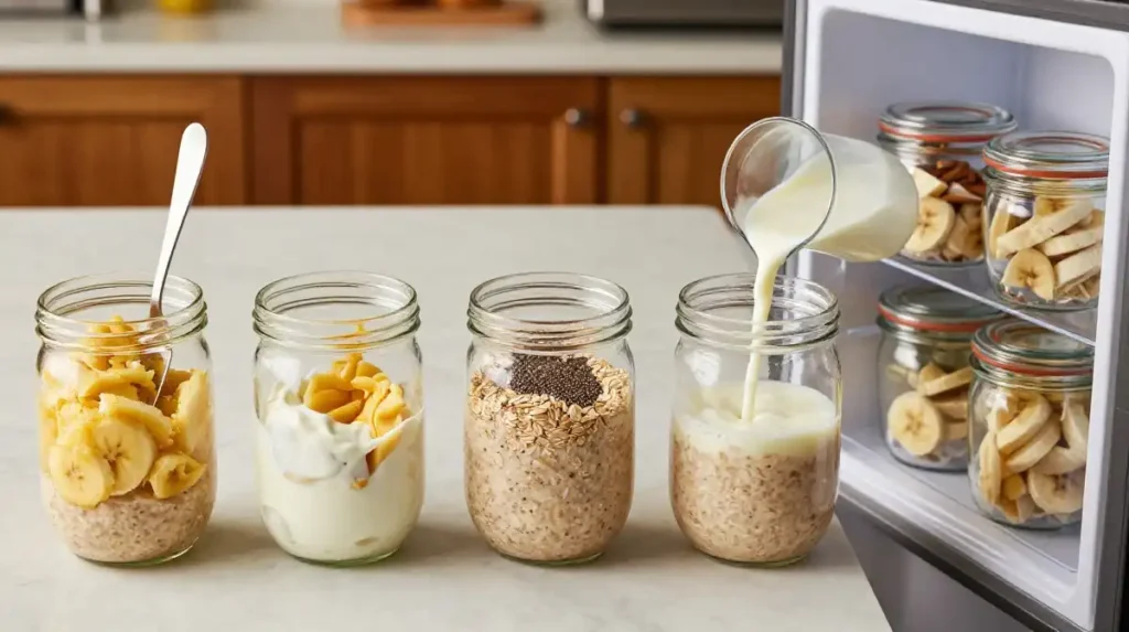 How to Make Banana Overnight Oats With Greek Yogurt Step by Step