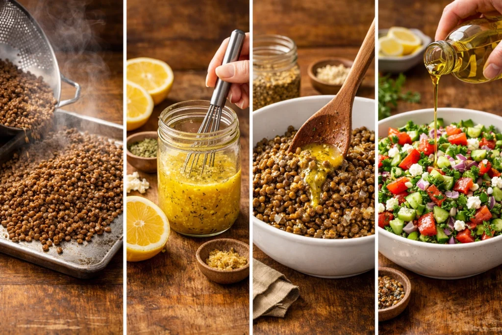 How to Make Chopped Lentil Salad With Lemon Dressing Step by Step