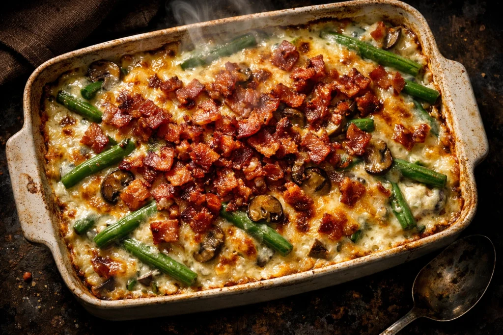 Green Bean Alfredo Casserole With Bacon Recipe