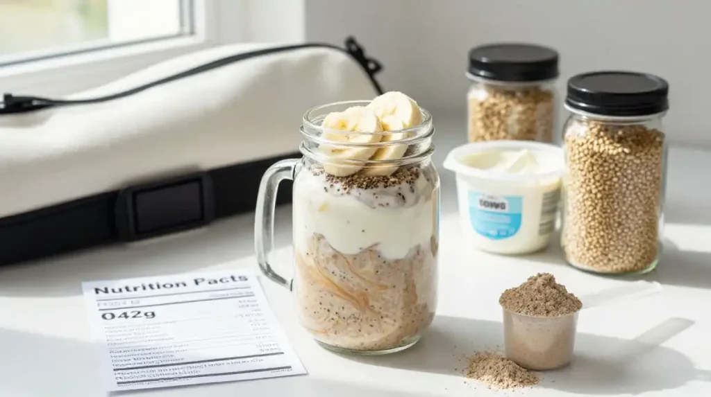 High Protein Banana Overnight Oats With Greek Yogurt for Fitness Goals