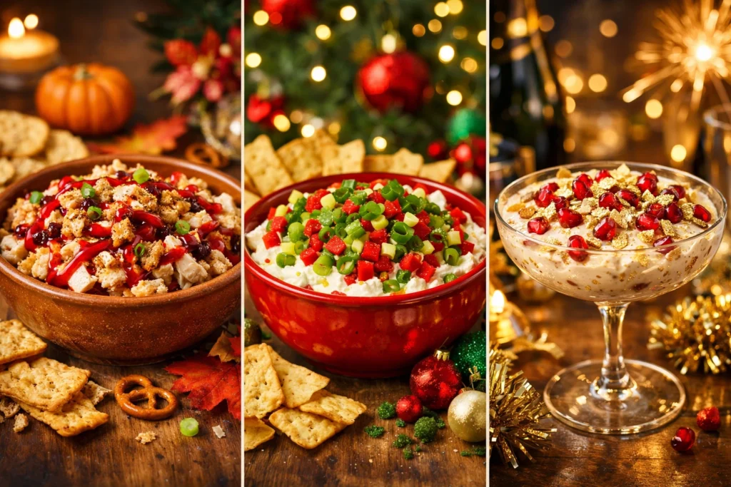 Holiday Ugly Dip Ideas for Thanksgiving Christmas and New Year