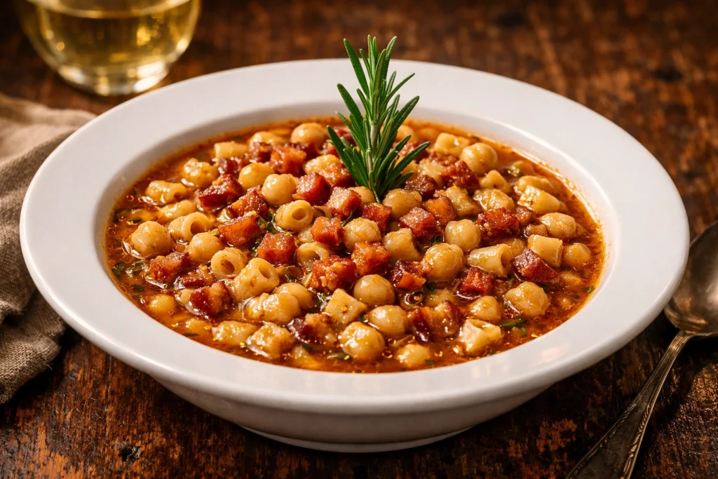 8. Pasta e Ceci With Pancetta Anchovies and Rosemary for Extra Depth