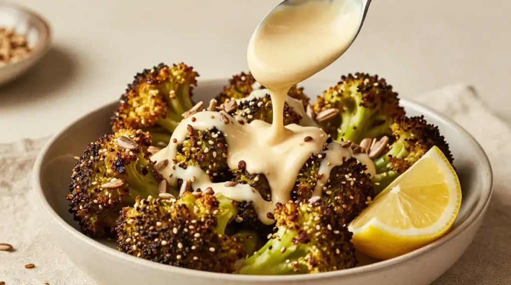 8. Roasted Broccoli Salad With Tahini Dressing for a Creamy Nutty and Satisfying Meal