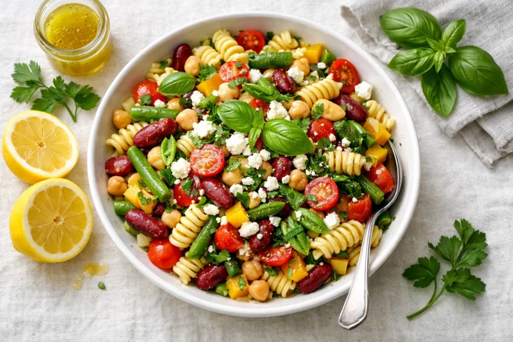 3 Bean Pasta Salad With Lemon Vinaigrette Recipe