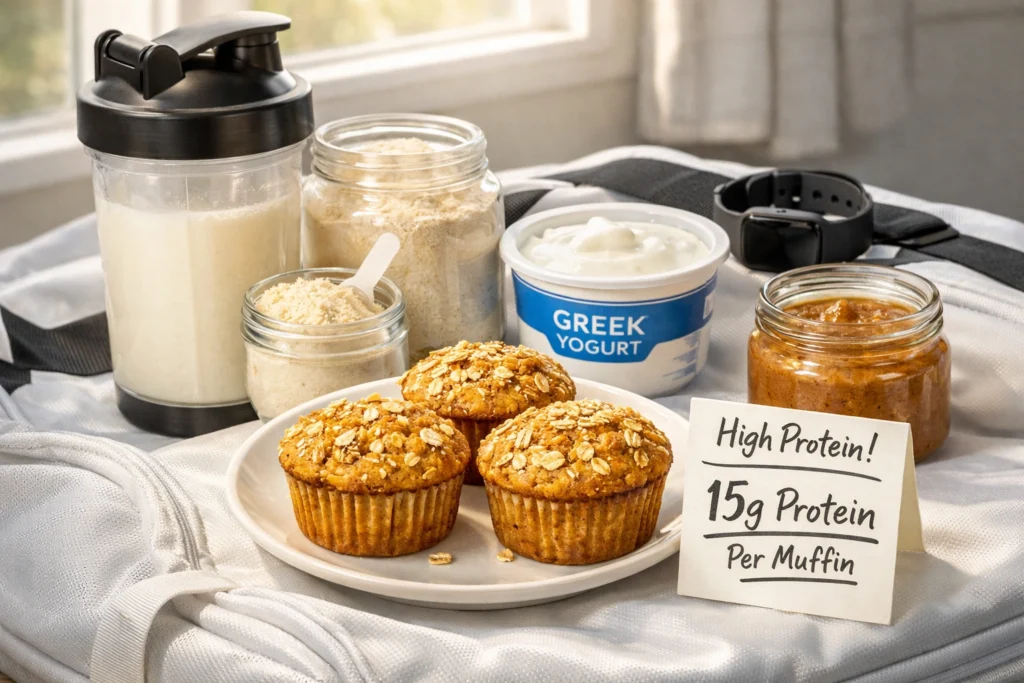 High Protein Banana Oat Muffins for Workout and Weight Loss Goals