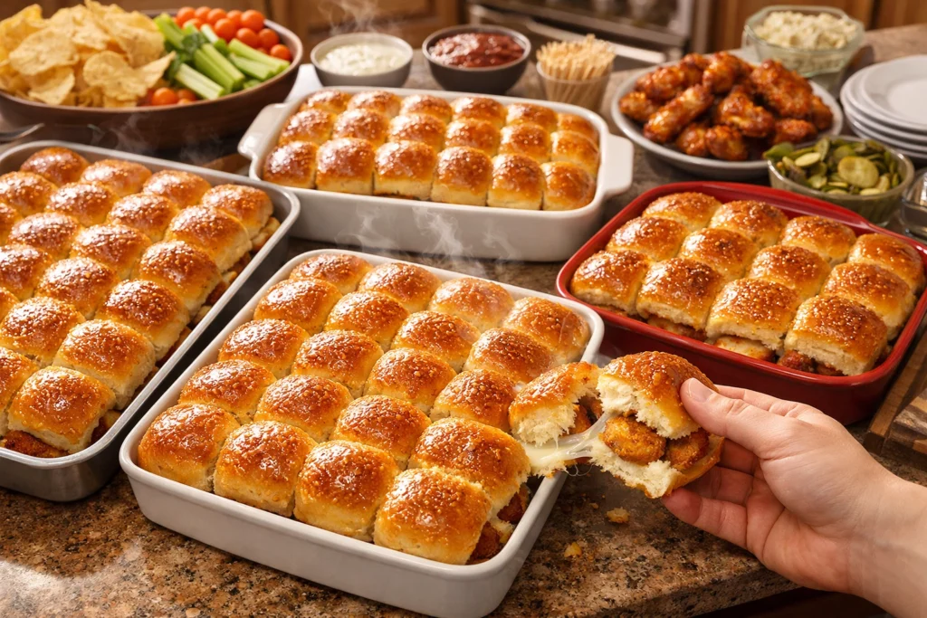 9. How to Make Pull Apart Chicken Nugget Sliders on Hawaiian Rolls for Large Crowds