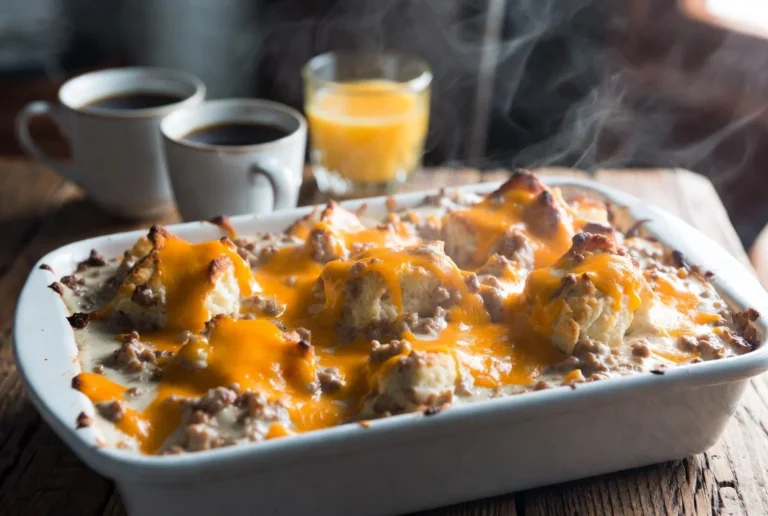 Biscuits and Gravy Breakfast Casserole (Easy, Cheesy & Perfect for Brunch)