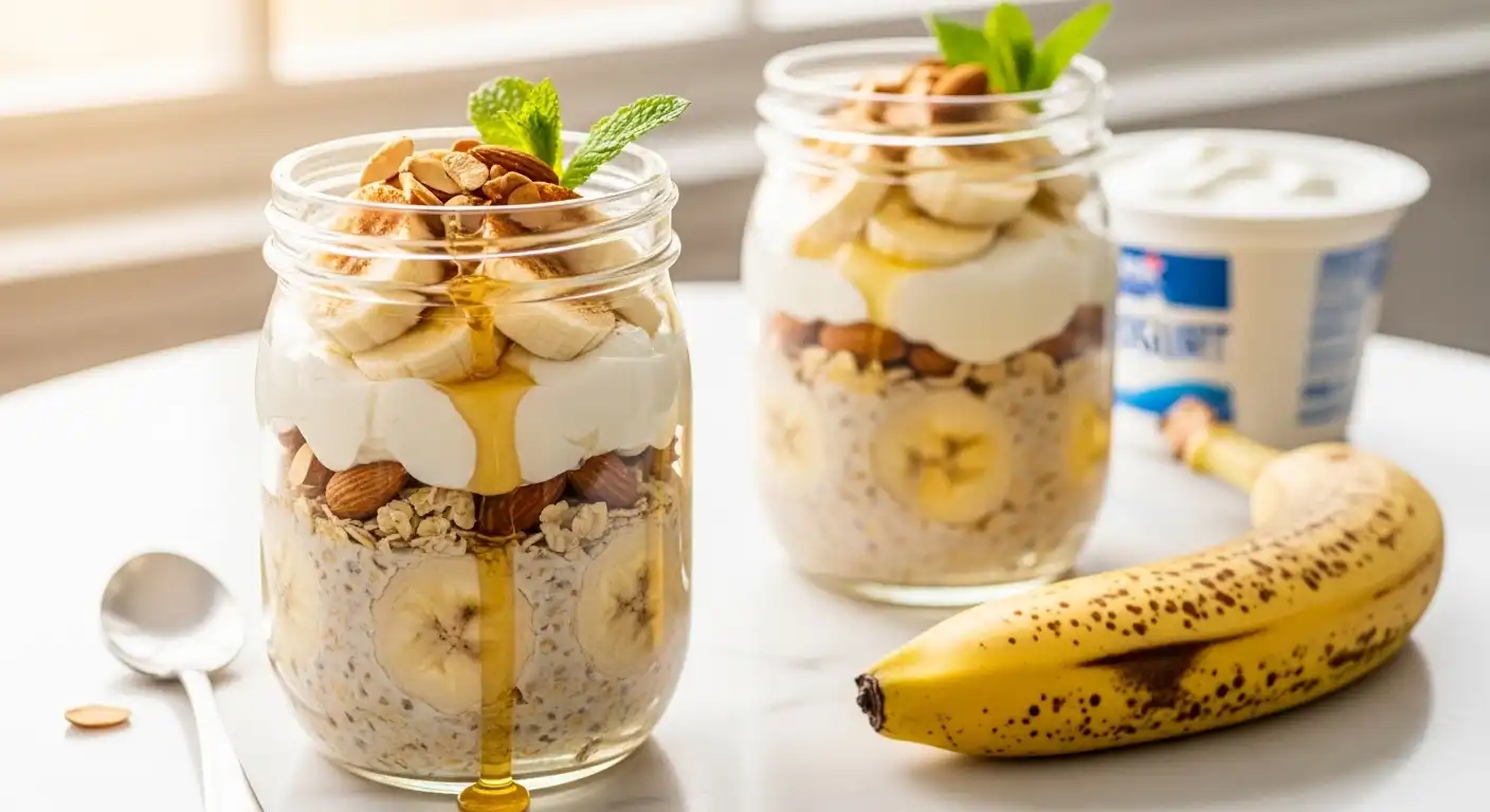banana overnight oats with greek yogurt