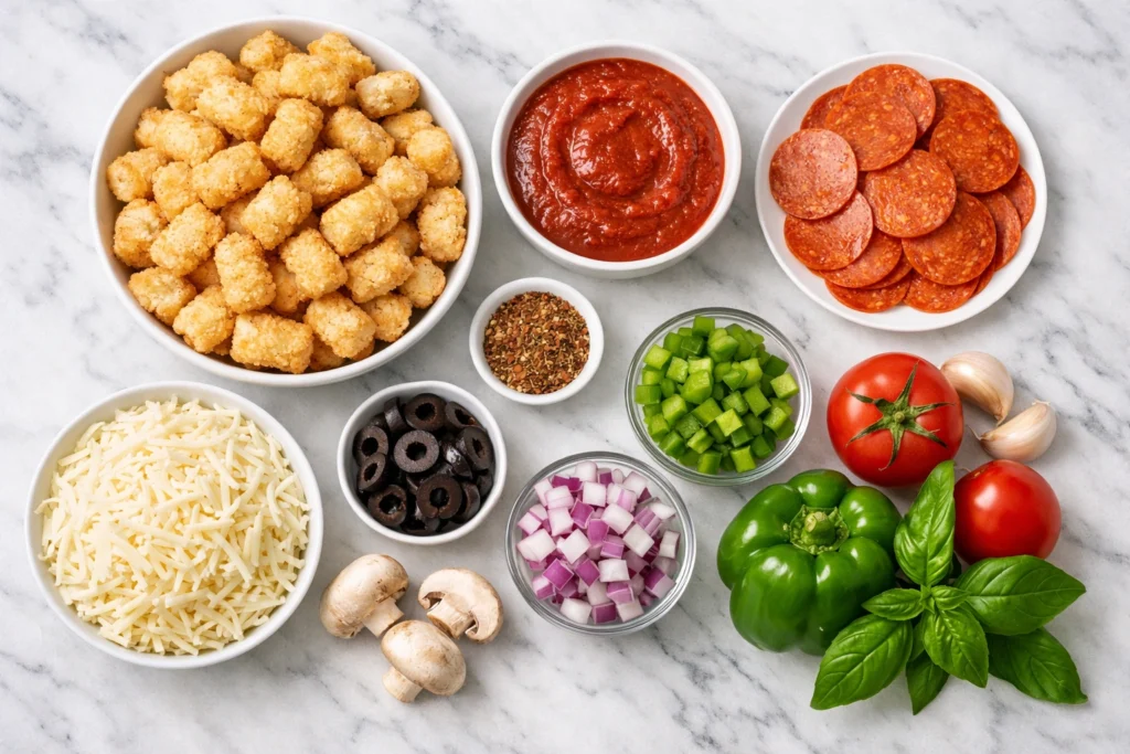 Ingredients You Need for Pepperoni Pizza Tater Tot Dinner