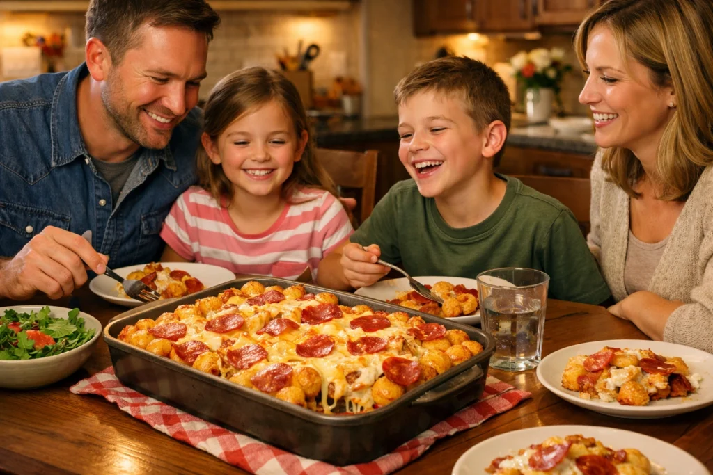 Why Your Family Will Love This Tater Tot Pizza Bake