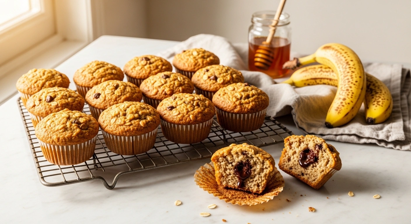 healthy banana oat muffins