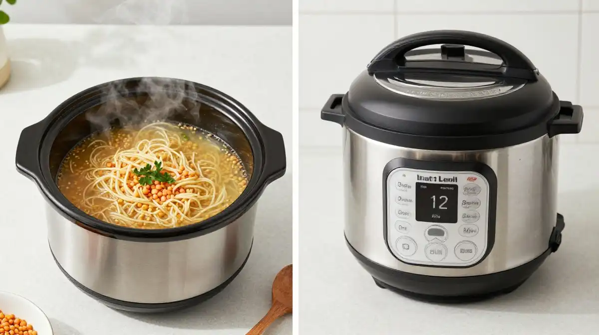 How to Make Lentil Noodle Soup in Slow Cooker and Instant Pot